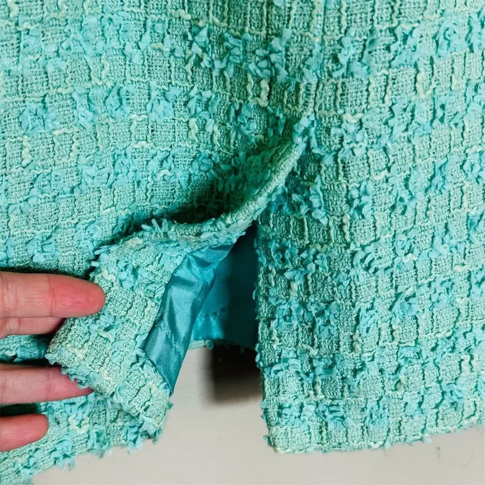 Kate Spade‎ Terri Boucle Aqua Tweed Sheath Dress Size 0 Sleeveless Spring